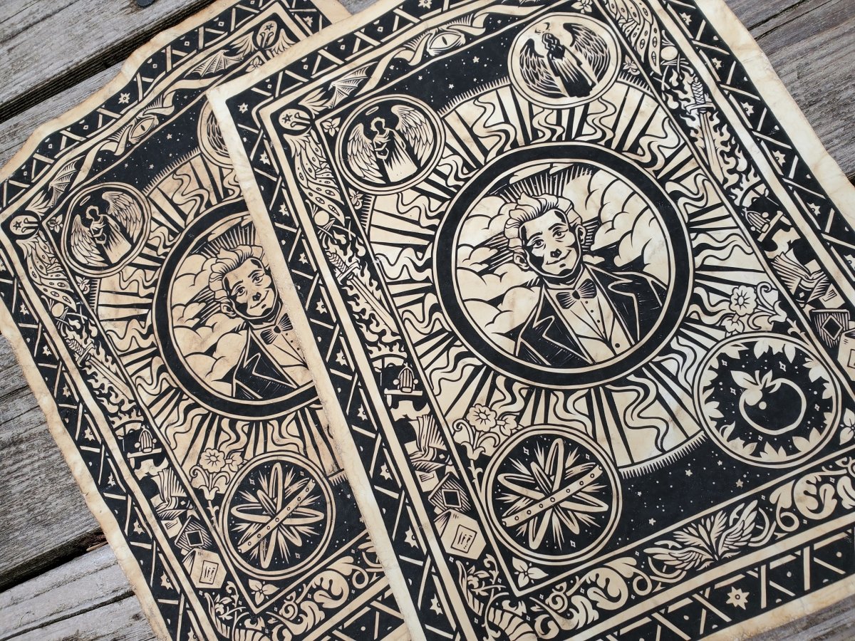 Crowley and Aziraphale Illuminated Manuscript Prints