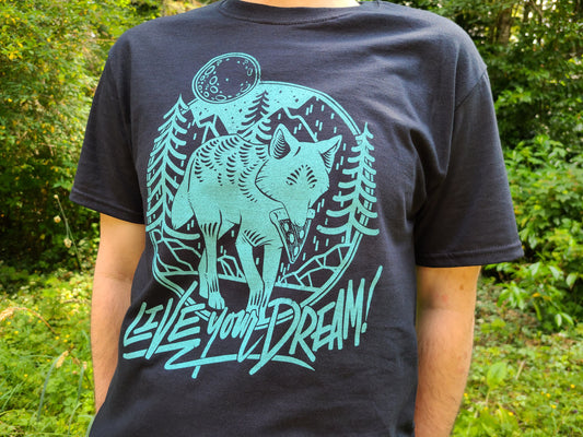 Live Your Dream Pizza Wolf Shirt