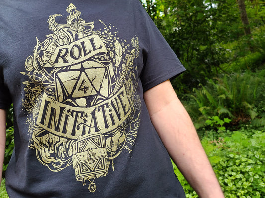 Roll for Initiative Shirt Dungeons and Dragons Shirt with Gold Ink