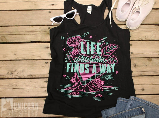 Life Finds A Way | 90s Nostalgia Jurassic Dinosaur Tank Top