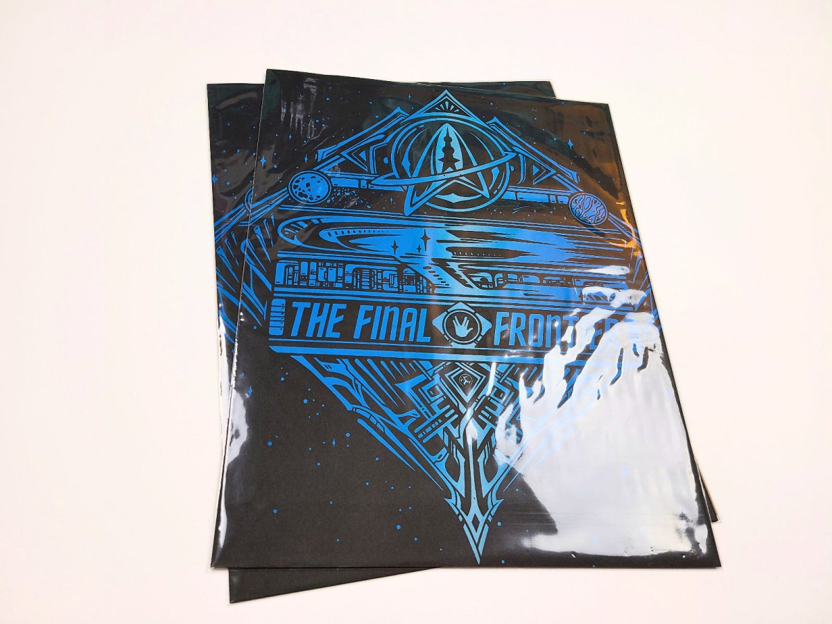 Black and blue graphic design with 'The Final Frontier' text on a white background