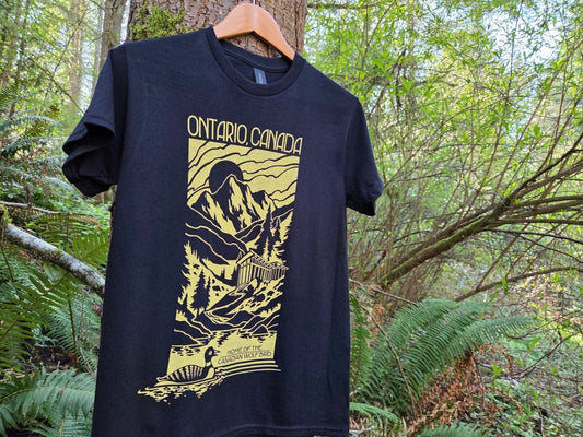 Heated Rivalry Ontario Cottage Vintage Travel Poster T-Shirt | Hand Screen Printed Fandom Tee