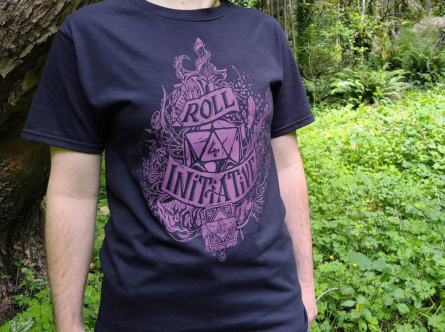 Roll for Initiative Shirt Dungeons and Dragons Shirt in with Purple Ink